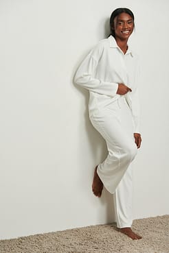 Loose Fit Ribbed Loungewear Pants Outfit.