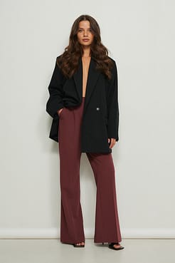 Recycled Wide Leg Back Slit Suit Pants Outfit