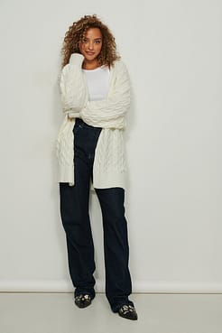 Oversized Cable Knitted Cardigan Outfit.