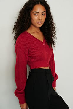 Cropped Knitted Lurex Cardigan Outfit.