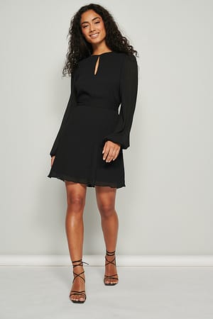 Structured Keyhole Mini Dress Outfit.