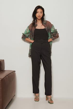 Recycled Belted Suit Pants Outfit