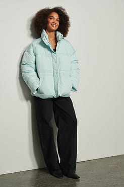 Waist Drawstring Padded Jacket Outfit.