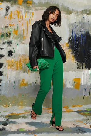 Recycled Side Slit Suit Pants Outfit.