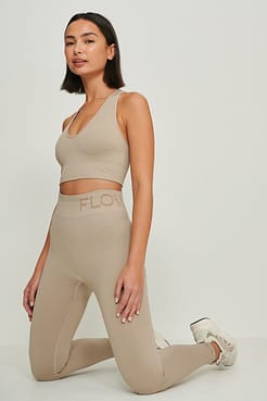 Seamless V-Neck Cross Back Top Outfit.