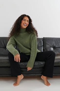 Polo Neck Knitted Sweater Outfit.