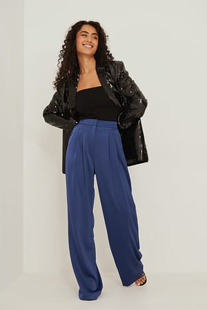 Recycled Wide Leg Satin Suit Pants Outfit