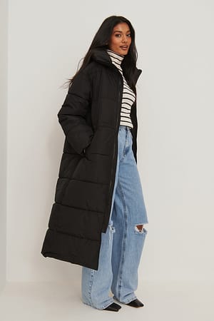 High Recycled Oversized Long Puffer Jacket Outfit
