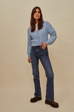 Cable Knitted Cardigan Outfit.