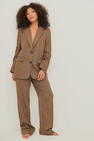 Wool Blend Herringbone Suit Pants Outfit.
