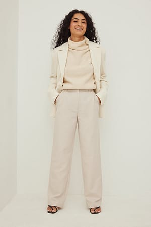 Structured High Waist Wide Leg Suit Pants Outfit