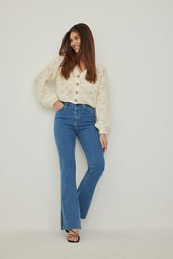 Textured Knitted Cardigan Outfit.