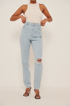 Distressed Mom Jeans Tall Outfit.