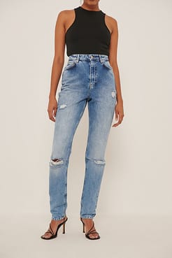 Distressed Straight Fit Jeans Tall Outfit.