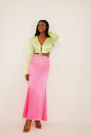 Structured Maxi Satin Skirt Outfit