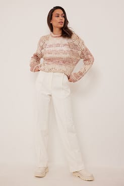 Detail Knitted Oversized Sweater Outfit.