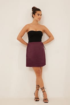 Overlap Mini Satin Skirt Outfit
