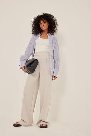 high waisted wide leg suit pants outfit