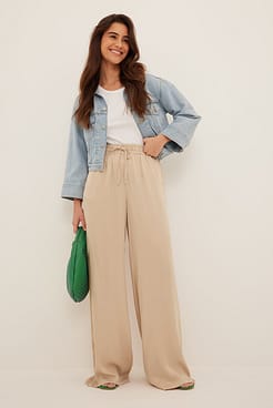 flowy recycled satin pants outfit