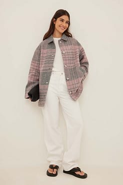 Wool Blend Checked Jacket Outfit.