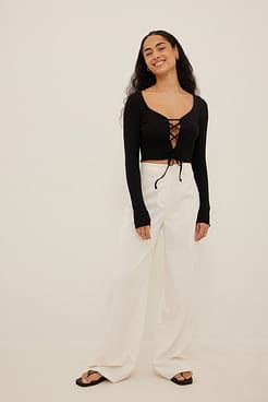 Front Lacing Rib Top Outfit