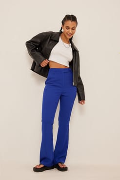 Flared High Waist Suit Pants Outfit.