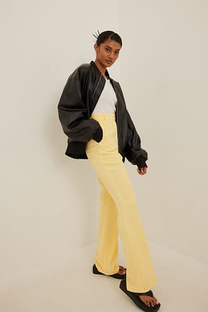 Flared High Waist Suit Pants Outfit