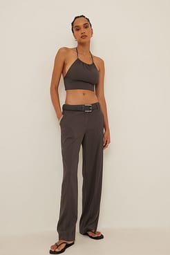 Tie Halterneck Cropped Top Outfit.