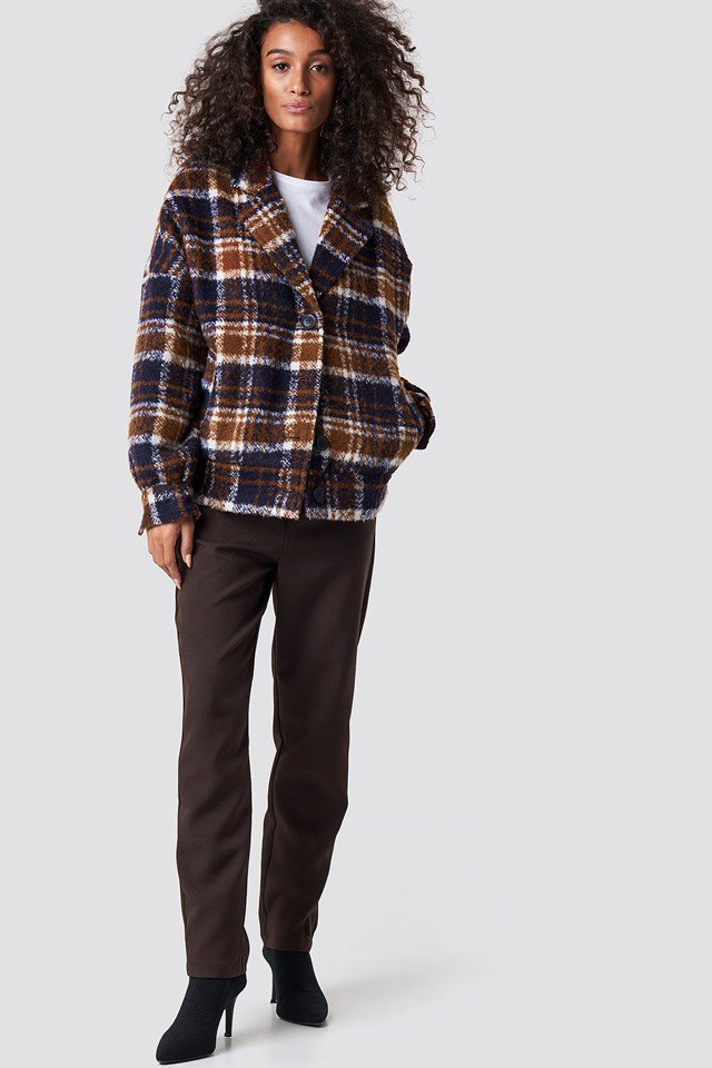 Brown Pant X Checkered Jacket Outfit