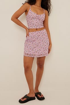 Butterfly Print Cropped Singlet Outfit.