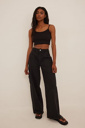 Back Strap Crop Rib Singlet Outfit