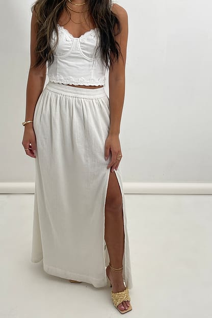 White Maxi Soft Cotton Skirt