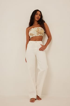 Cropped Frill Cotton Top Outfit.