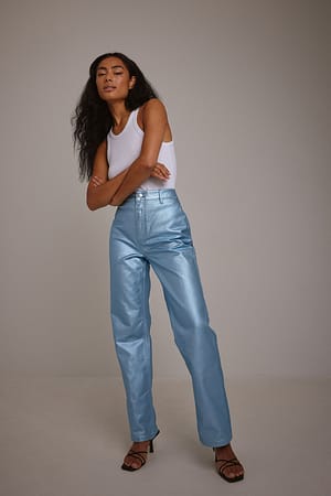 Metallic Straight Leg Trousers Outfit