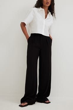 High Waisted Viscose Blend Wide Trousers Outfit