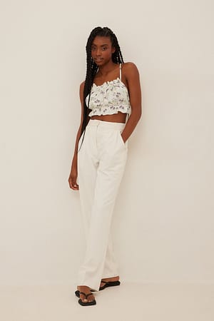 Gathered Front Satin Tube Top Outfit