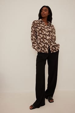 Pleated Print Shirt Outfit