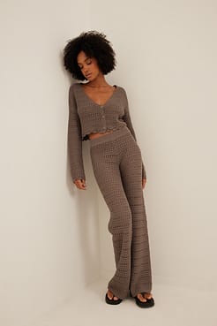 Knitted Leg Trousers Outfit