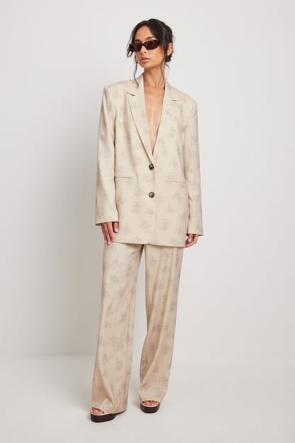 Grey/Beige Stripe Oversized blazer