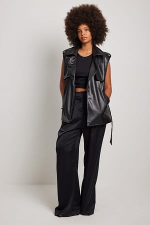 PU Belted Vest Outfit