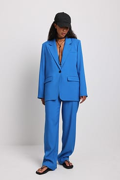 Relaxed Low Waist Straight Leg Suit Pants Outfit