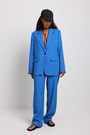 Relaxed Low Waist Straight Leg Suit Pants Outfit
