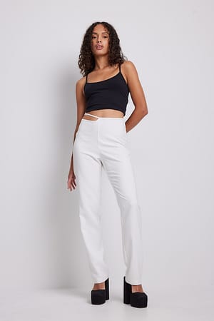 Low Waist Strap Detailed Pants Outfit