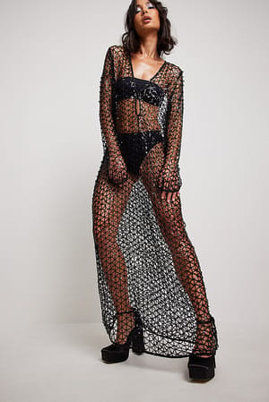 Sequins Net Maxi Dress Outfit