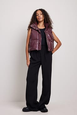 Shiny Cropped Vest Outfit