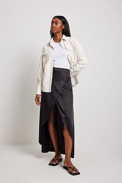 Flowy Satin Maxi Skirt Outfit