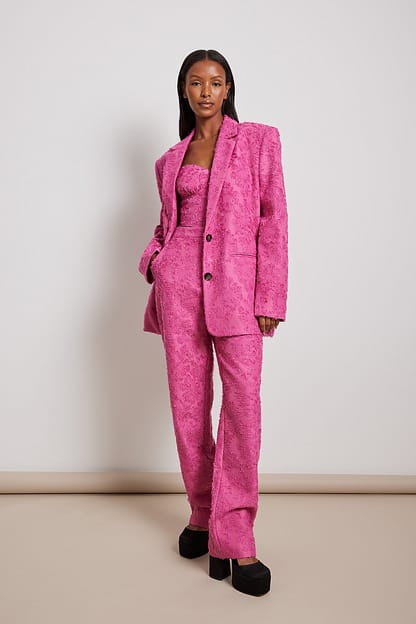 Pink Oversized blazer met franjes