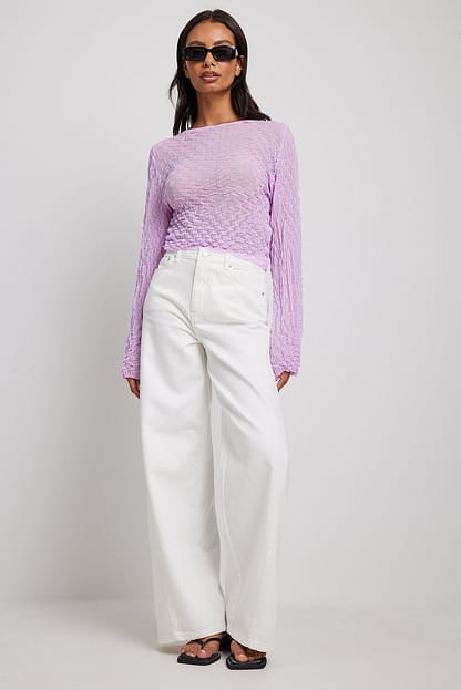 Light Lilac Fine Knitted Wide Sleeve Top