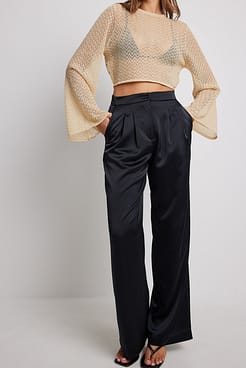 Fine Knitted Wide Sleeve Lurex Top Outfit