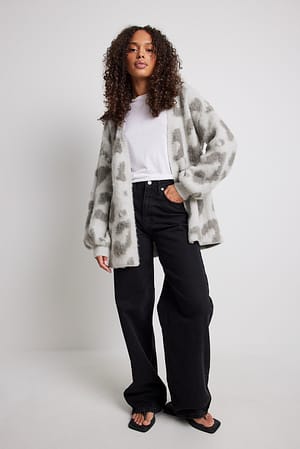 Leo Knitted Oversized Brushed Cardigan Outfit